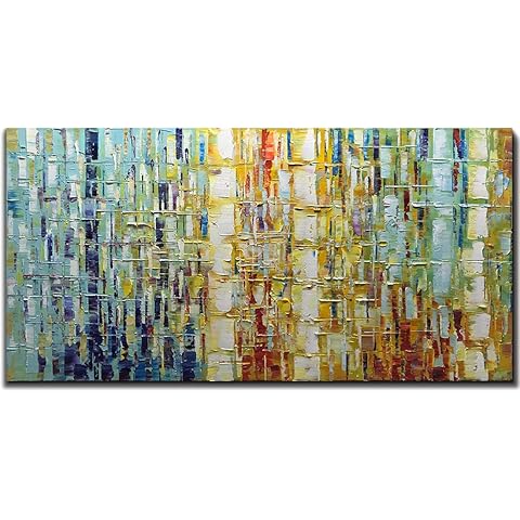 Tiancheng Art 24 x 48 Inch Modern Abstract Art Paintings Oil Hand Painted on Canvas Wall Art Prints Framed Palette Knife Oil Canva Painting Acrylic Decor for Living room Horizontal Ready to Hang