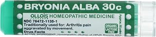 OLLOIS Bryonia Alba 30c Organic, Lactose-Free Homeopathic Medicine, 80 Pellets (Pack of 1)