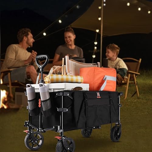 Miniatura 7 de Navatiee Carro plegable plegable carrito de playa utilitario resistente con ruedas extraíbles carro plegable de gran capacidad para uso en jardín al