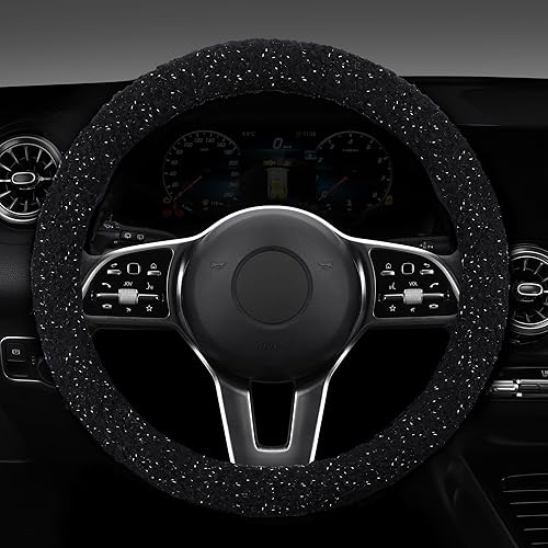 HighnessHwoo Funda de forro polar para volante de invierno para mujer, cálida y bonita funda para volante de automóvil para sedán, SUV, funda de