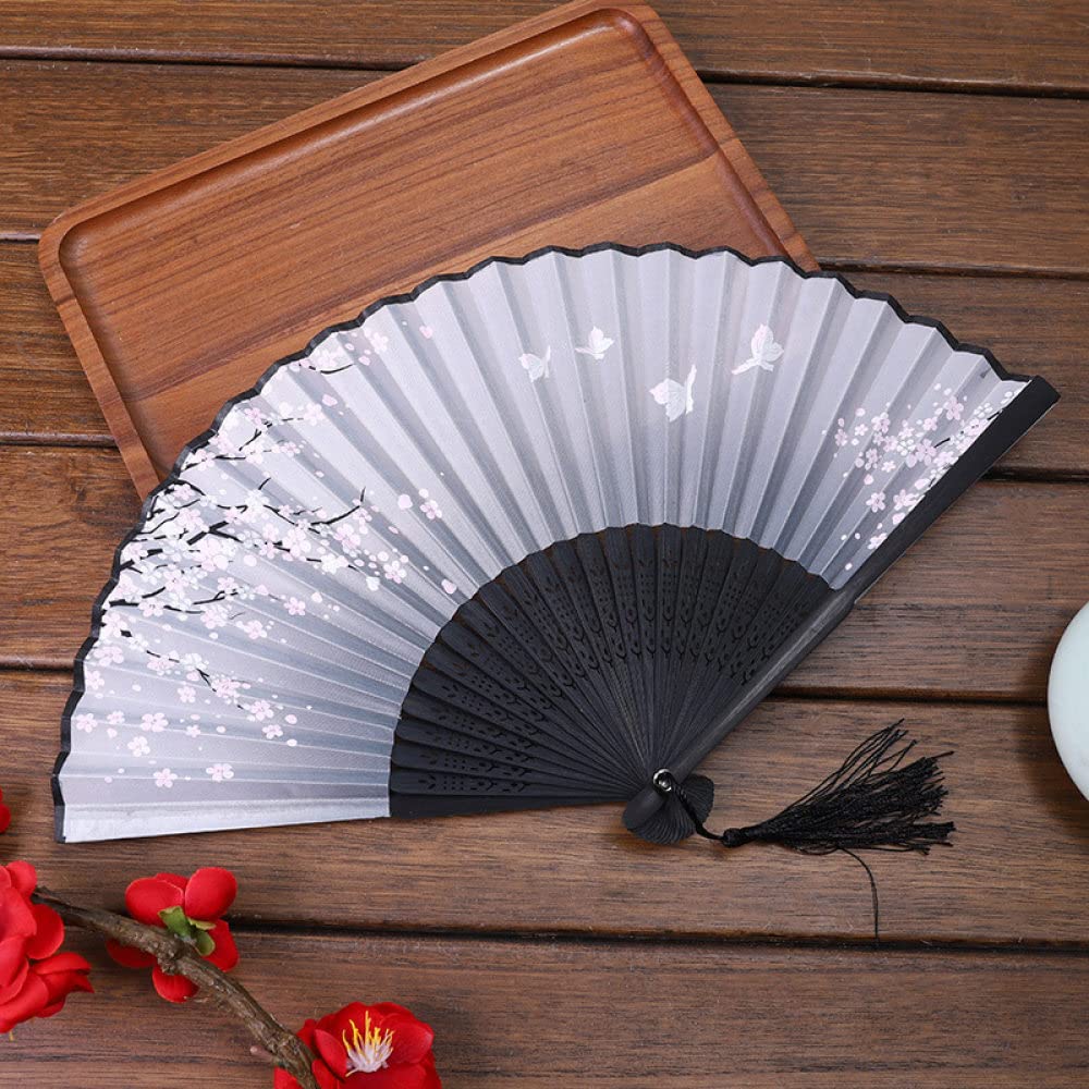 Abanico de mano plegable para aliviar el calor con seda