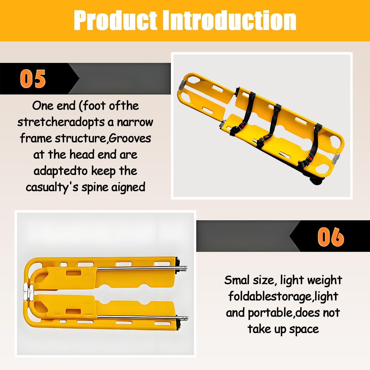 Portable Medical Emergency Scoop Stretcher - Lightweight, Adjustable Patient Transport Board for Travel - Compact, Easy-to-Use Immobilization Solution for First Responders