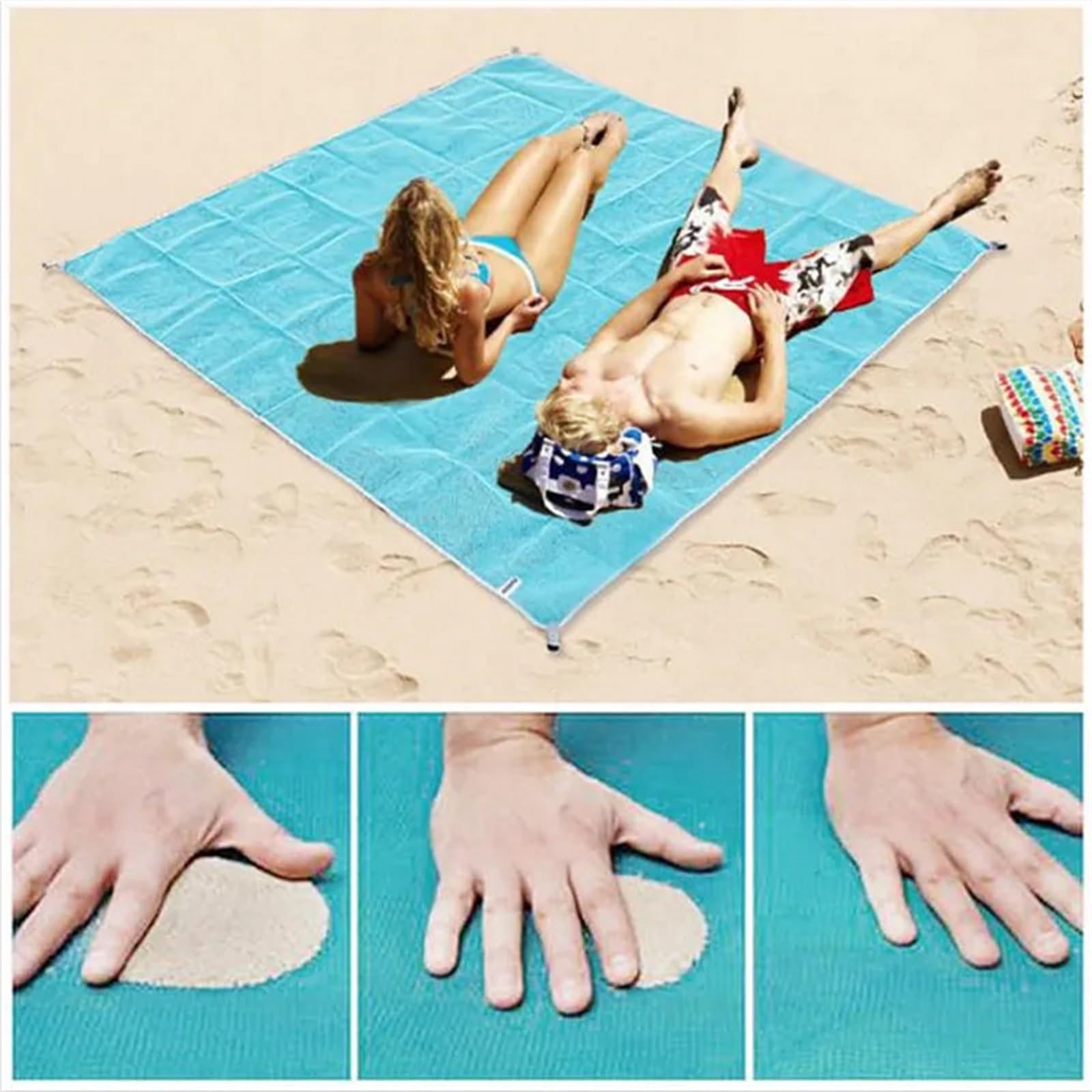 Couverture de pique-nique, couverture de plage, tapis de pique-nique imperméable et résistant au sable, couverture de pique-nique légère pour camping, voyage, randonnée, sport, jardin, extérieur (bleu