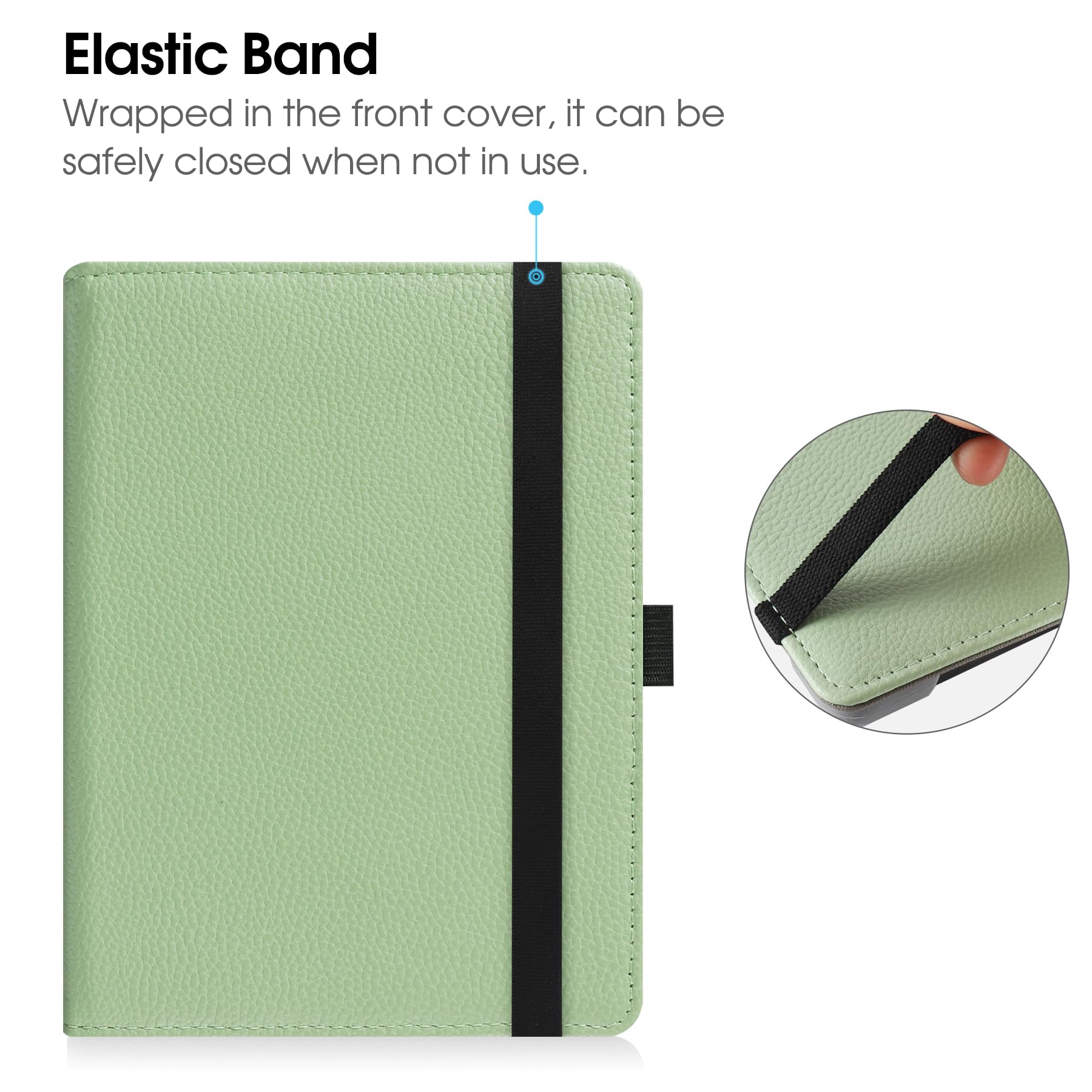 HGWALP Universal Case for 6" eReaders, Folio Leather Stand Cover with Handstrap Compatible with All 6 inch Paperwhite/Kobo/Tolino/Pocketook/Sony E-Book Reader-Matcha - 2