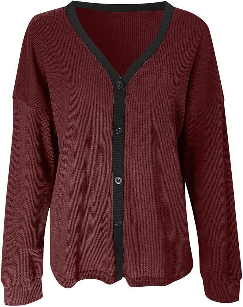 Cardigan Femme Tricoté Col Rond Avec Boutons - Manches Longues, Tendance, Pour L'hiver, Grande Taille