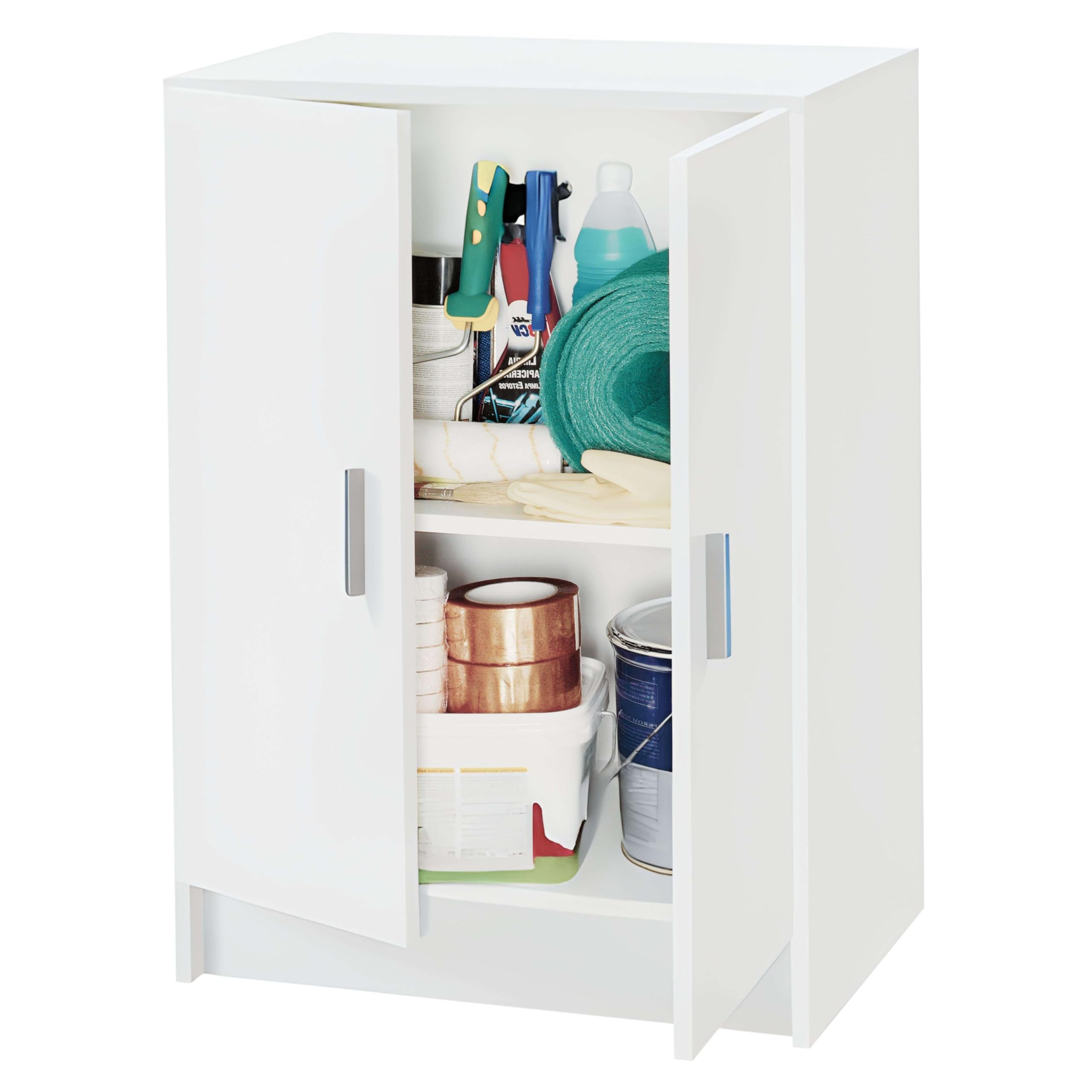 Miroytengo Armario Auxiliar Bajo Cocina Despensa Lavanderia Multiusos 2 Puertas Abatibles Color Blanco 59x80 cm
