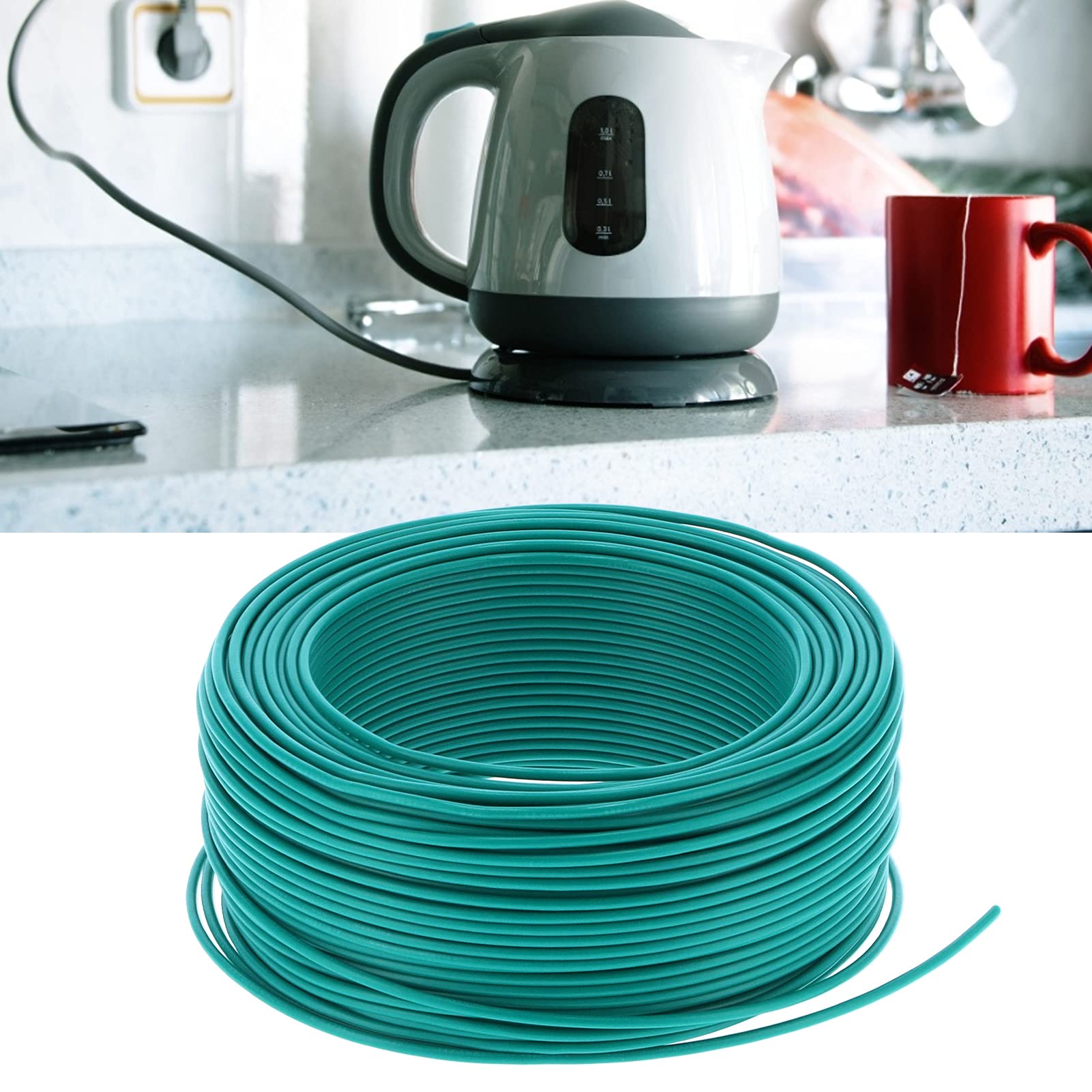 Oumefar Cable Aislado Recubierto de PVC Verde BV-1x1 para Aplicaciones Eléctricas Conductor Flexible de Cobre Rojo de 7 Núcleos de 100 M