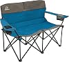 Quilted Standard Loveseat Camping Chair for 2 with Padded Seat and Back for CampingHikingBackpacking Made by Caddis Sports Standard Loveseat Blue