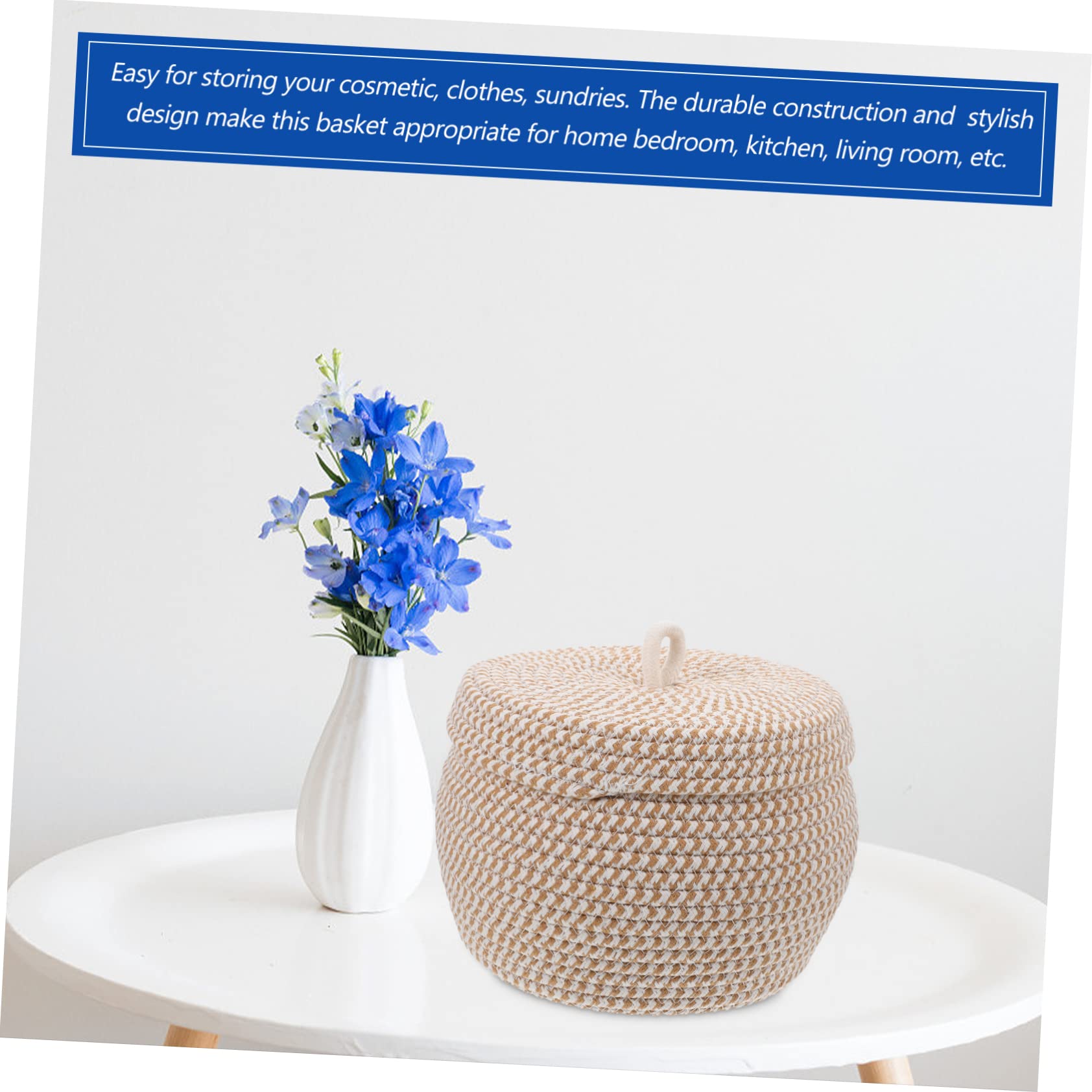 Cesta De Cuerda De Algodón Decorativa Cesta De Almacenamiento Con Tapa
