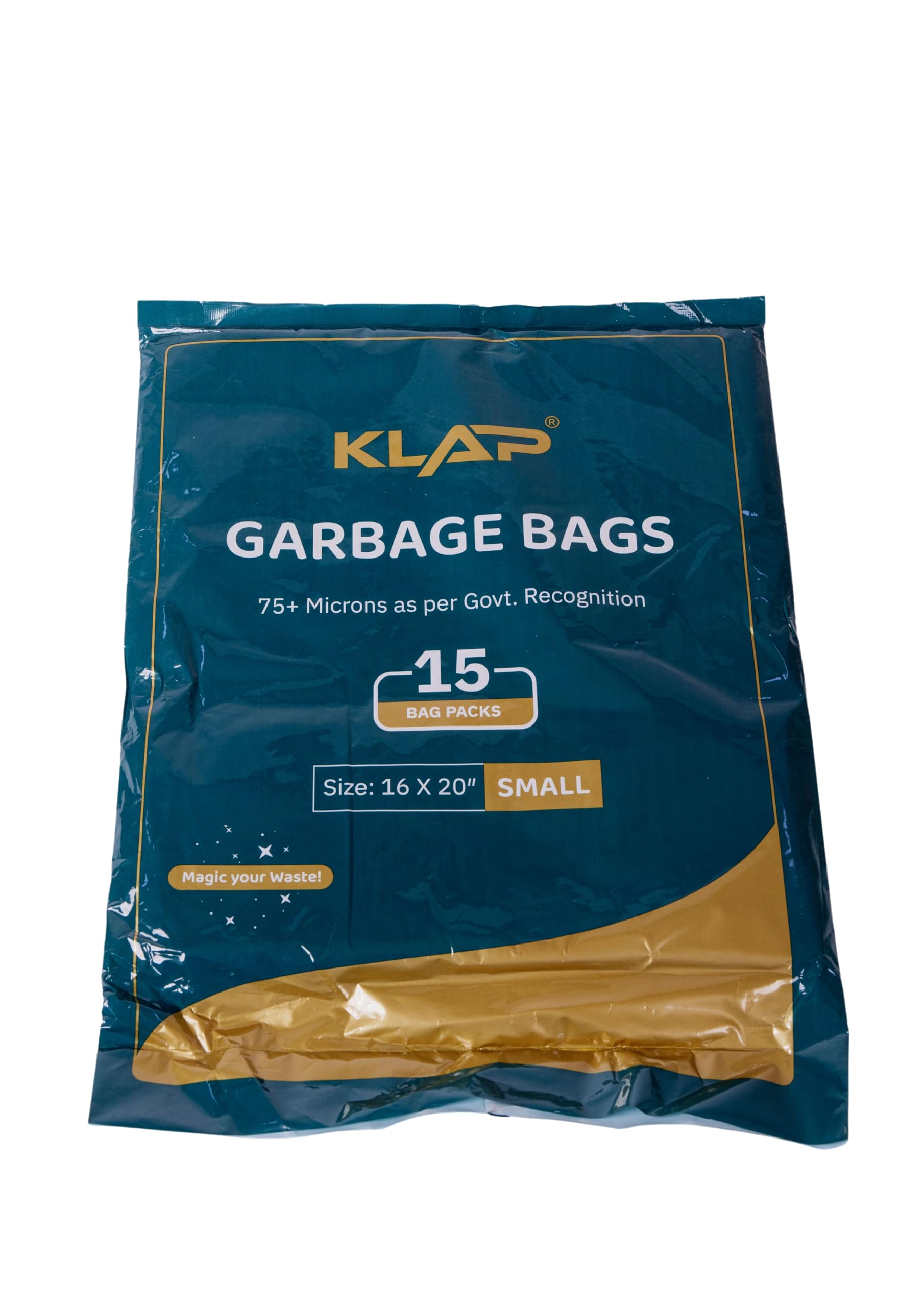 KLAP Garbage-Dustbin Bag | Leak Proof | Tear Resistant | Easy Disposal Dustbin Garbage Bags (Small,16 * 20" - Set of 15 BAGS, 75 Micron)