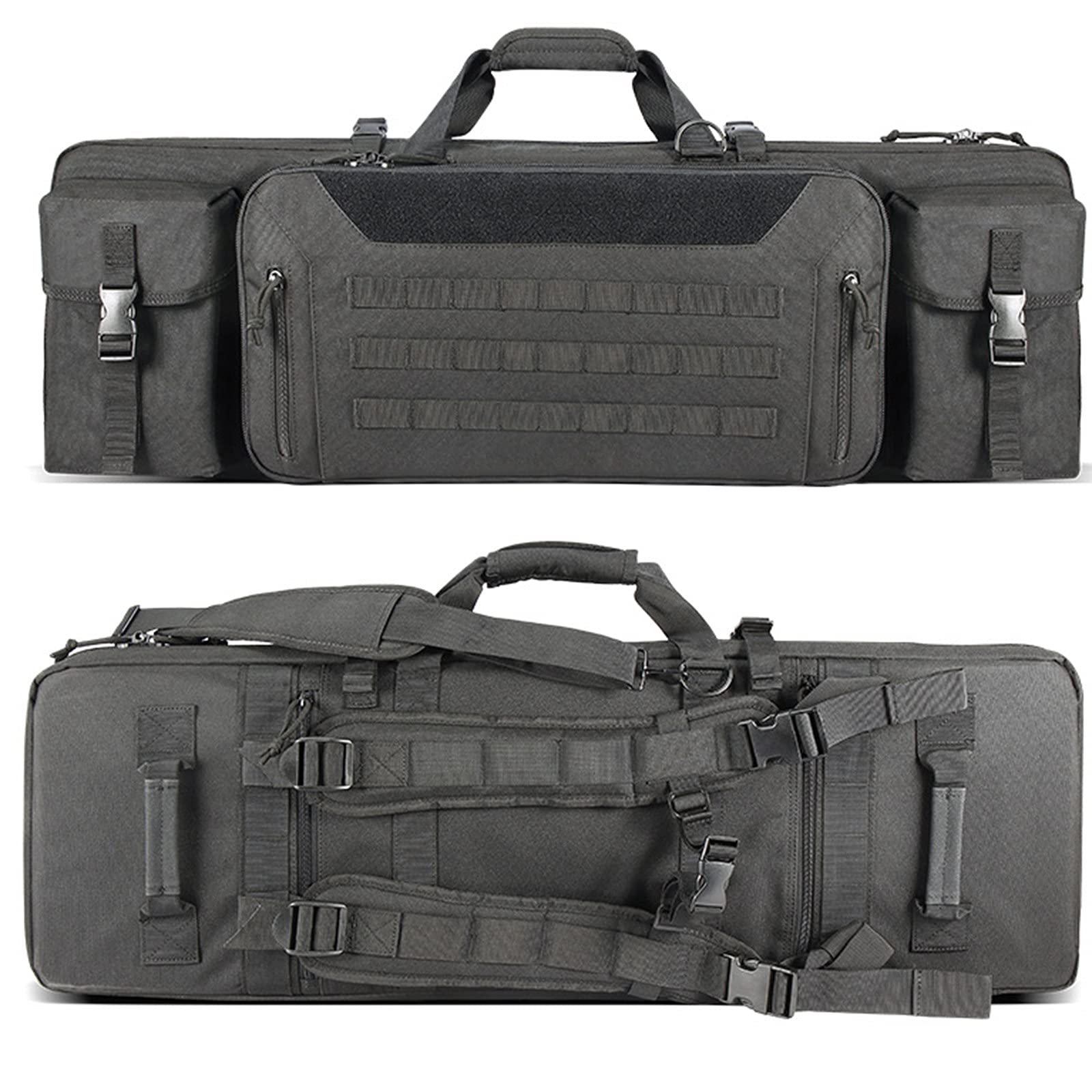 Bolsa de Escopeta, Bolsa de Brazo táctico de Tela de poliéster de PVC 100od, Bolsa de Escopeta con Correa de Hombro Desmontable para Caza, Tiro y Pesca, Gris 90 cm, Gris (Negro)