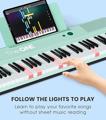 Miniatura 35 de The ONE Teclado inteligente COLOR Teclado de piano de 61 teclas, teclado de música con 256 timbres, 64 polifonía, 2 altavoces, luces LED integradas