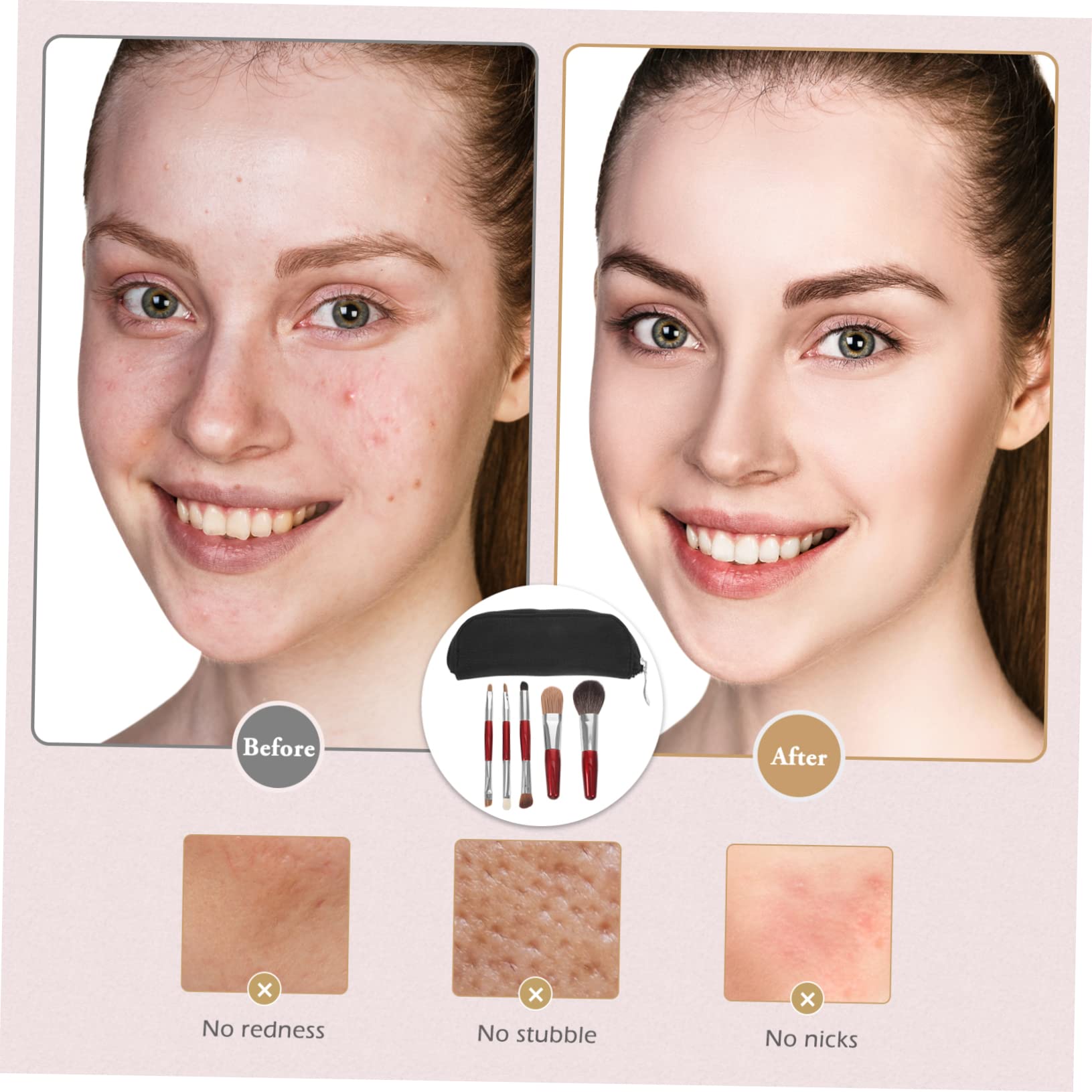 ABOOFAN 2sätze Makeup Pinsel Für Frauen Teiliges Reise-makeup Doppelseitigen Pinsel Und Kosmetiktasche Für Blush Loose Powder Und Konturierung