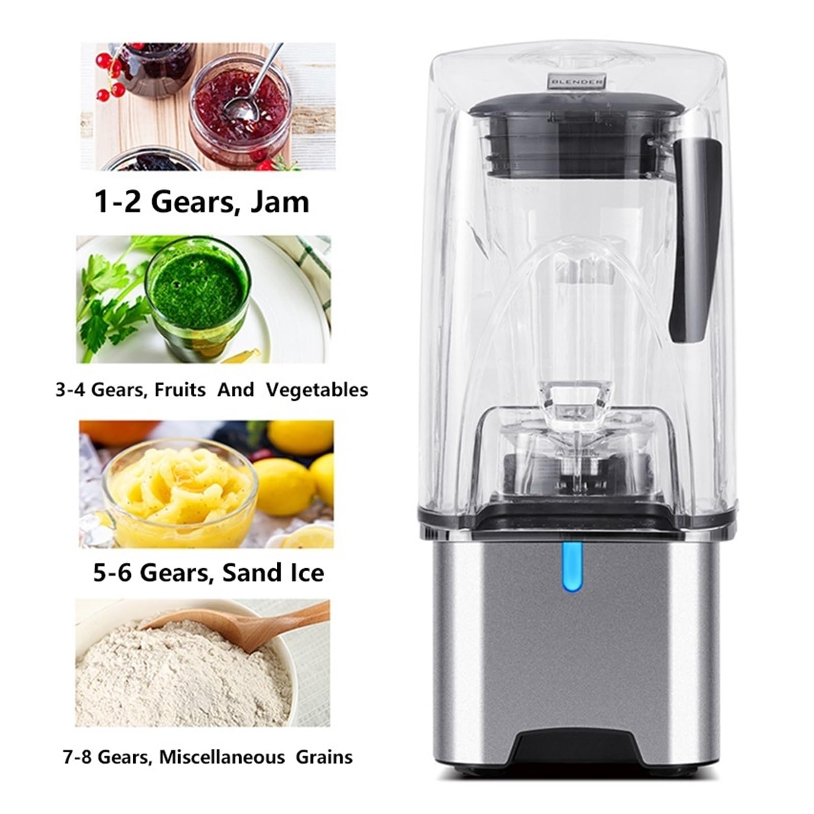 Profesjonalny Blender Z Inteligentnym Timerem O Mocy 2200 W, Sokowirówka, Robot Kuchenny, Kruszarka Do Lodu I Koktajli, Elektryczny Energiczne Mieszanie(Red)