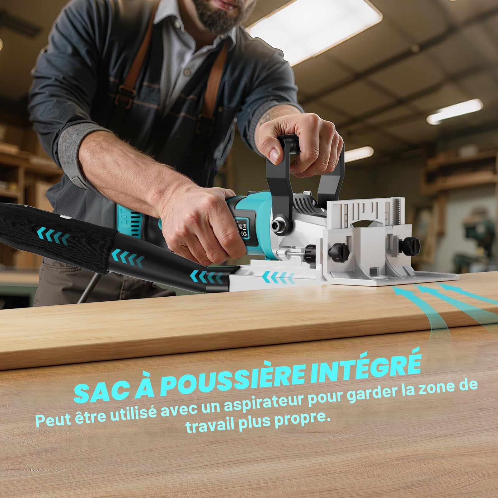 LIVOWALNY Fraise à cheville plate compatible avec Makita 18 V : fraise à rainurer sans fil avec sac à poussière et chevilles plates pour le travail du bois (sans batterie/chargeur), 11000 tr/min