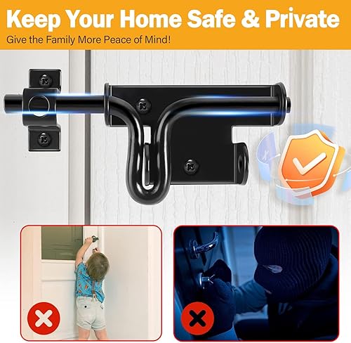 Miniatura 4 de Pestillo de puerta de cerrojo para puerta, paquete de 3 cierres de valla de alta resistencia para puertas al aire libre, cerraduras de ferretería,