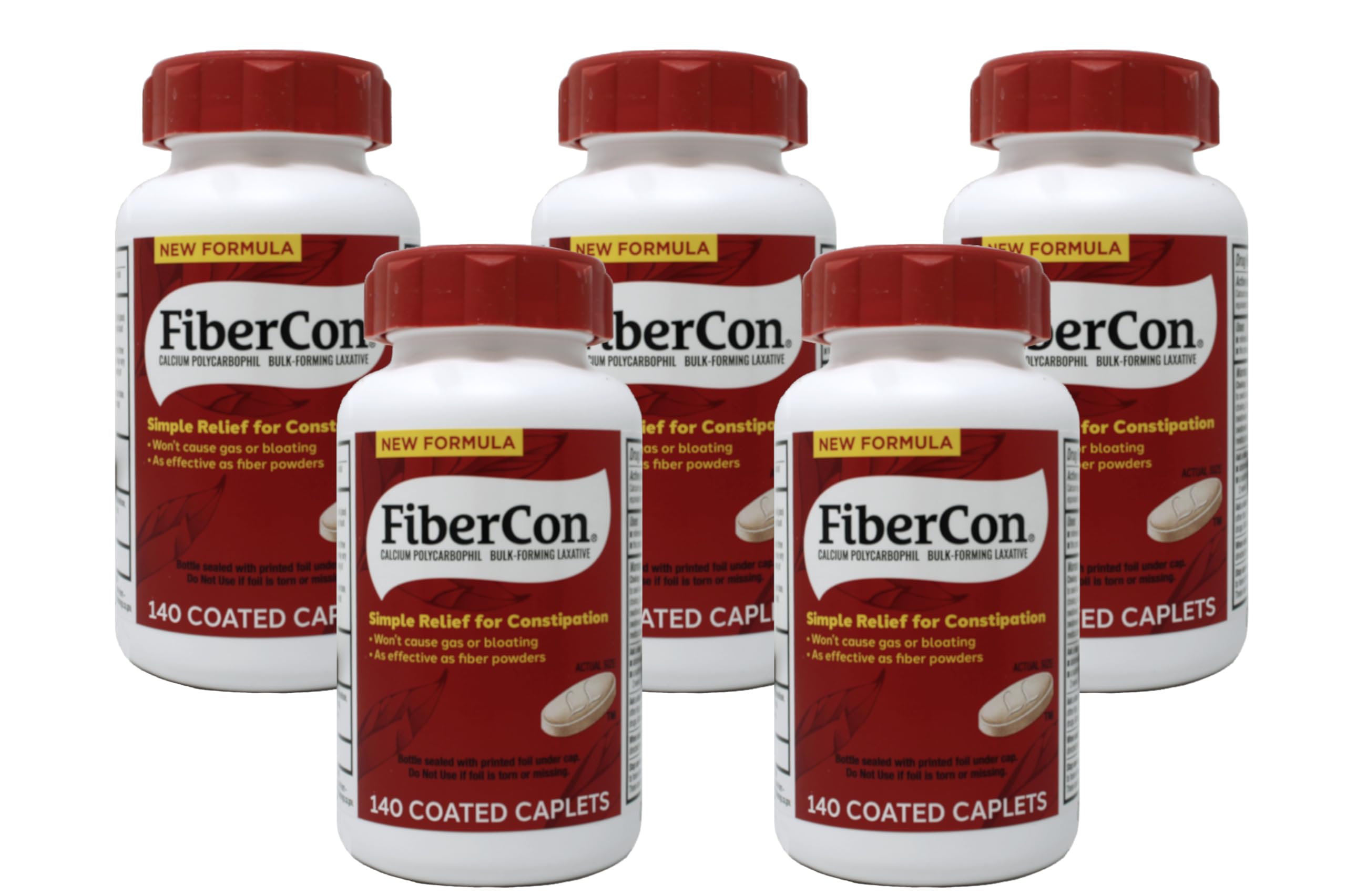 FiberCon Fiber Therapy for Regularity, Caplets 140 ea, Pack of 5