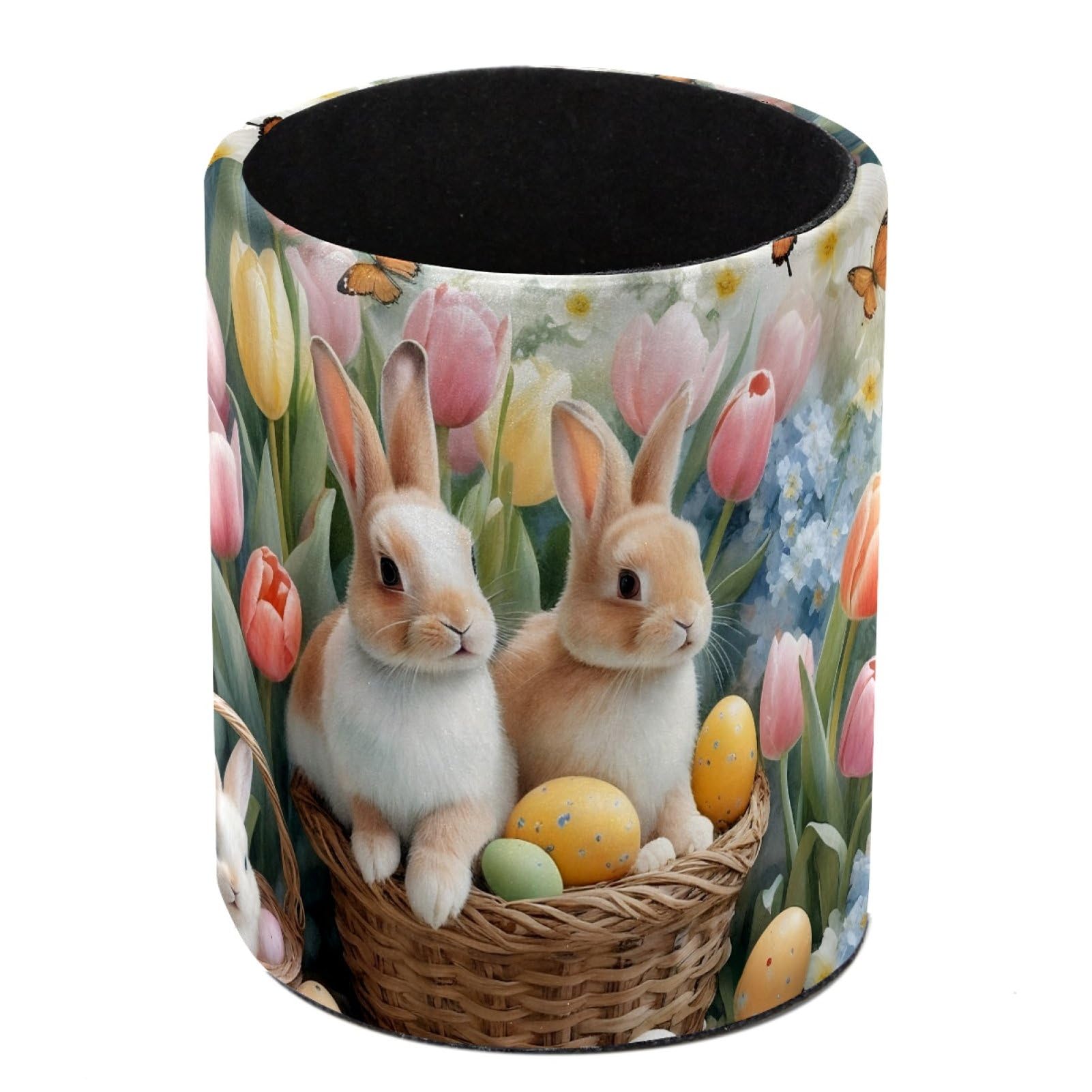 FWJZDSP Easter Bunny Butterfly Pencil Cup Pen Organizer Makeup Brush Holder for Office Home Countertop Desk Accessory Storage