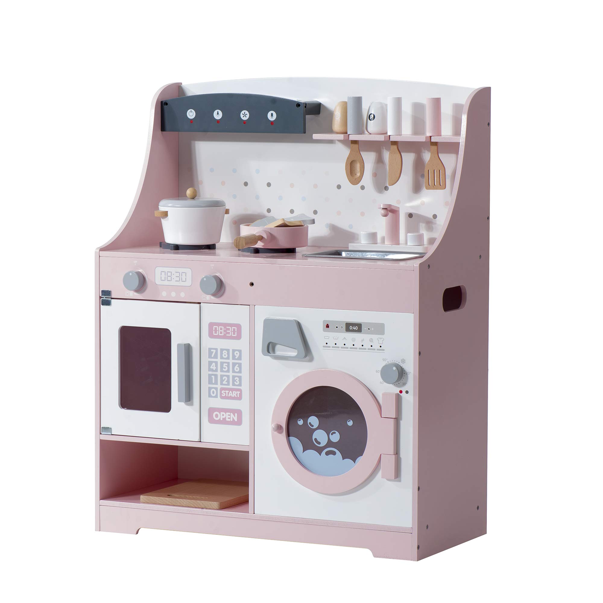 Amazon.co.jp: ELEOPTION おままごと キッチン 木製 誕生日 台所 洗濯 