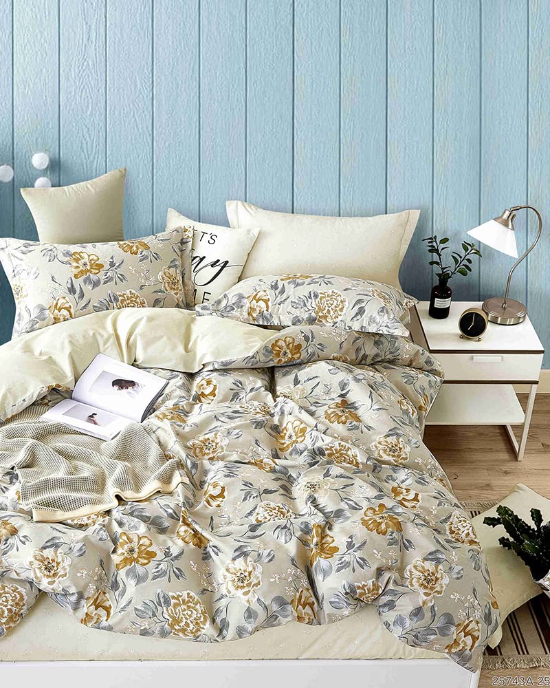 Aj Home Comforter - 100% Cotton Bedding Set, luxury soft Duvet Quilt double face- Queen 4pcs