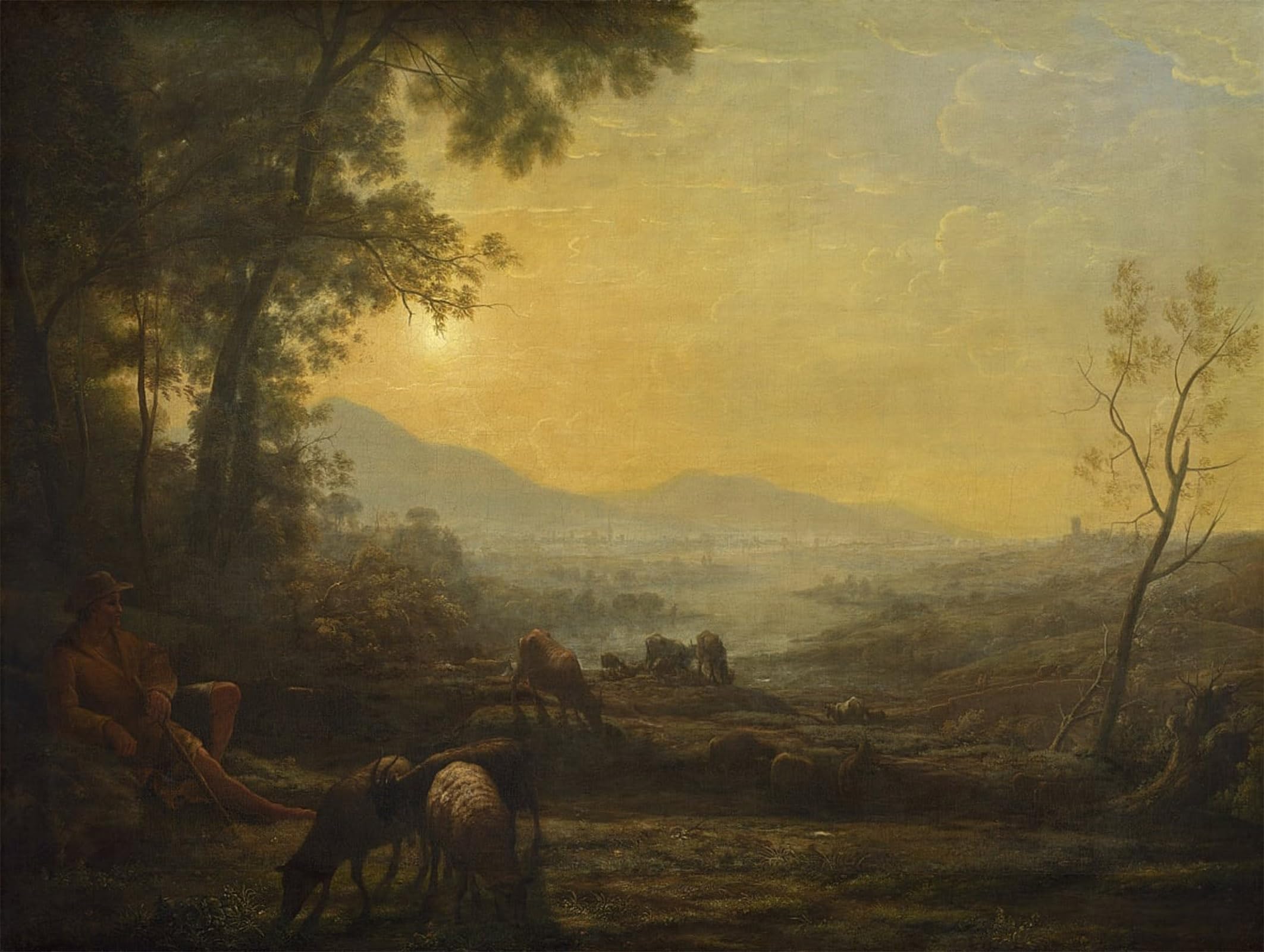 ARTXLXXBN Famous Painting Canvas Artwork Graffiti Print the Shepherd by Claude Lorrain Portrait Canvas Image for Home Decor 60x90cm