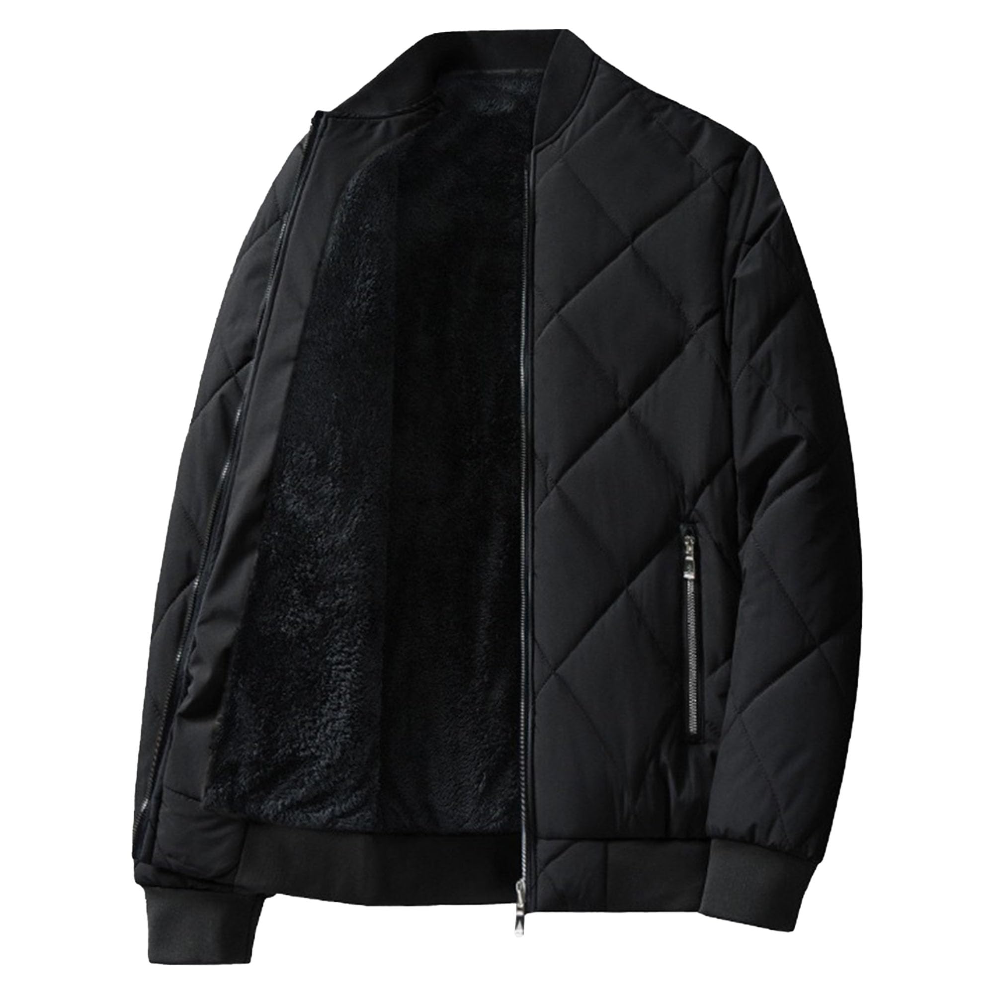 Maiyifu-GJ Mens Winter Puffer Jacket Fleece Lined Windproof Down Coats Thicken Warm Padded Jackets Windbreaker
