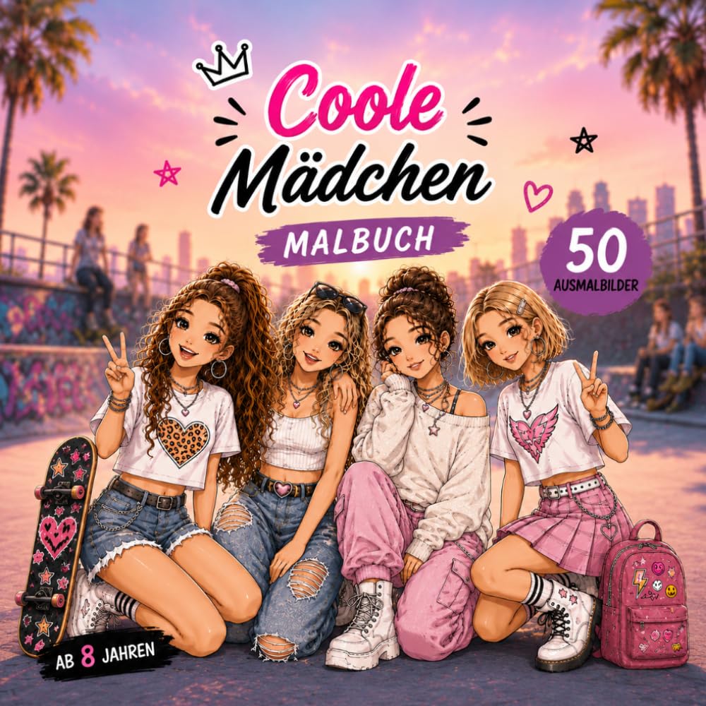 Malbuch für coole Mädchen
