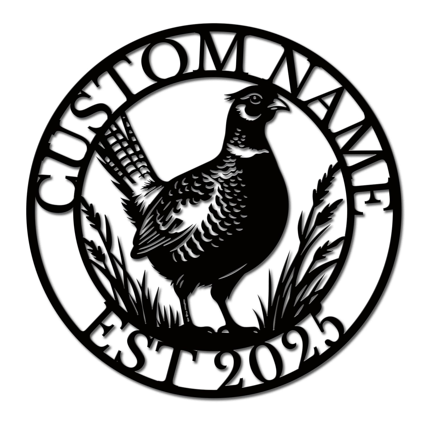 Personalized Pheasant Metal Sign, Custom Hunting Lodge Decor, Game Bird Wall Art, Rustic Cabin Name Plaque, Unique for Outdoorsmen (Style-7)