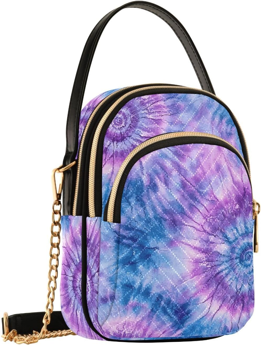 Small Crossbody Bags for Women Blue Tie Dye Quilted Shoulder Handbag Cell Phone Cross Body Purses Travel Wallet Bag - Image 2