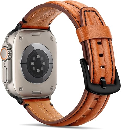Miniatura 10 de Tasikar Correa compatible con Apple Watch Band de 1.61 pulgadas, 1.57 pulgadas, 1.49 pulgadas, correa de repuesto de cuero genuino compatible con