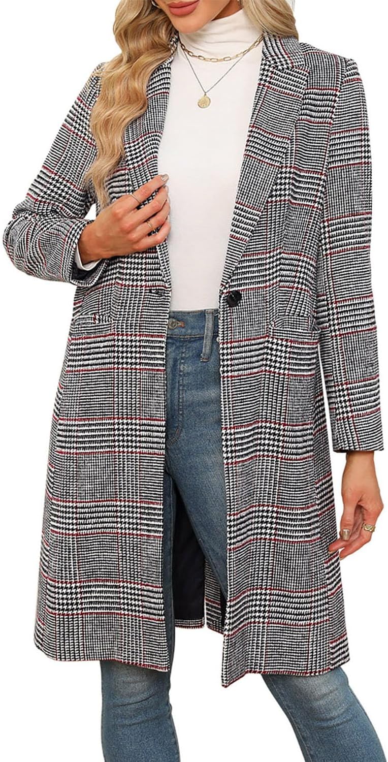 CHICZONE Women's Notch Lapel Double Breasted Mid Long Pea Coat Wool Blend Overcoat Winter Outwear - Image 2