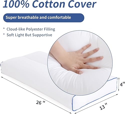 Miniatura 2 de HOMBYS Almohada de rodilla para personas que duermen de lado con borde azul, almohada de algodón entre las piernas para alinear la columna vertebral