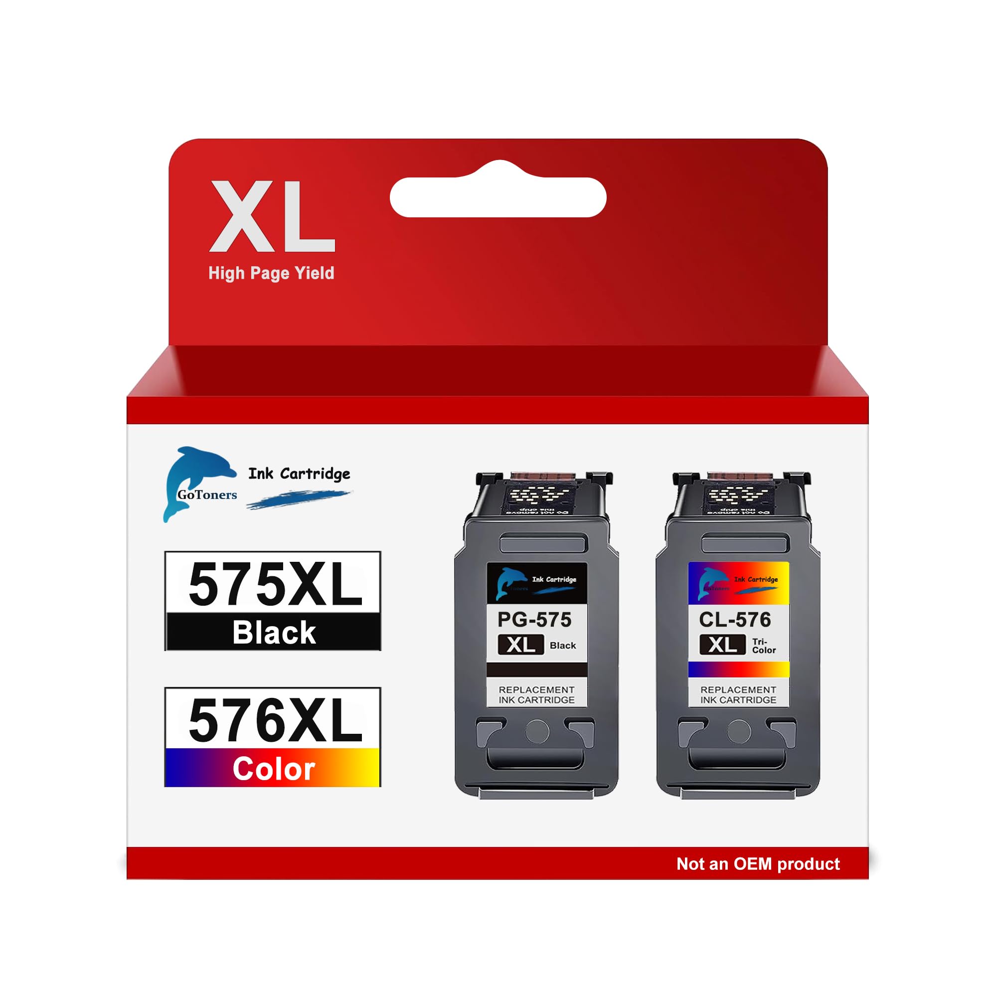 GoToners 575 XL 576 XL Druckerpatronen Kompatibel für Canon Druckerpatronen 575 576 Patronen für PIXMA TS3750i TR4755i TS3752i TS3550i TR4750i TS3551i TR4751i TS3751i TR4756i (1 Schwarz, 1 Farbe)
