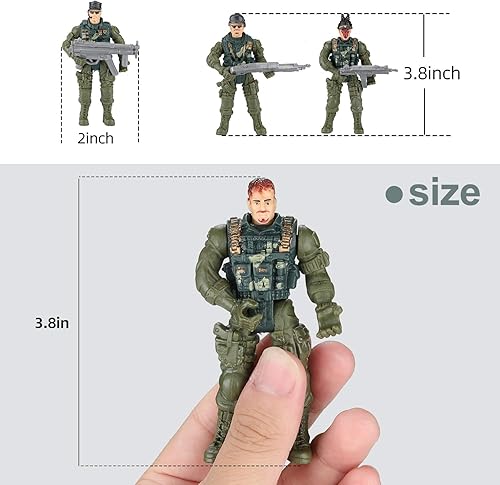 Miniatura 4 de Hautton Figuras de acción de soldado, 8 hombres del ejército con accesorios de armas, cuerpo extraíble, brazos ajustables, piernas militares, juego