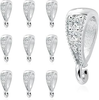 stino 10PCs Small Pendant Bail Clasps for Jewelry (Silver Plated)