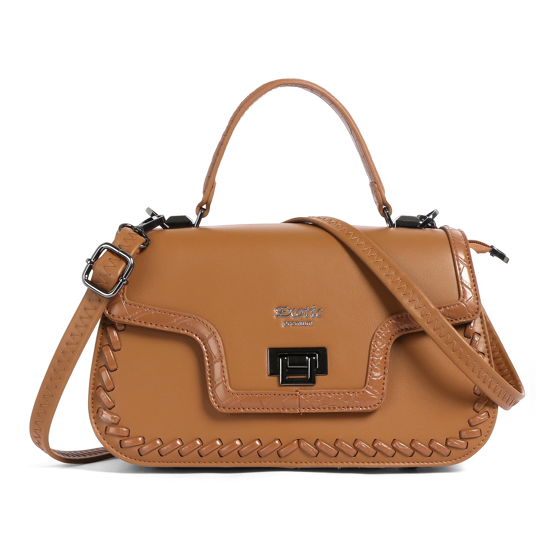 EXOTIC Premium® Urbane Weave Sage Stitch Elegance Sling & Hand Bag - Sage Stitch Collections (BROWN)