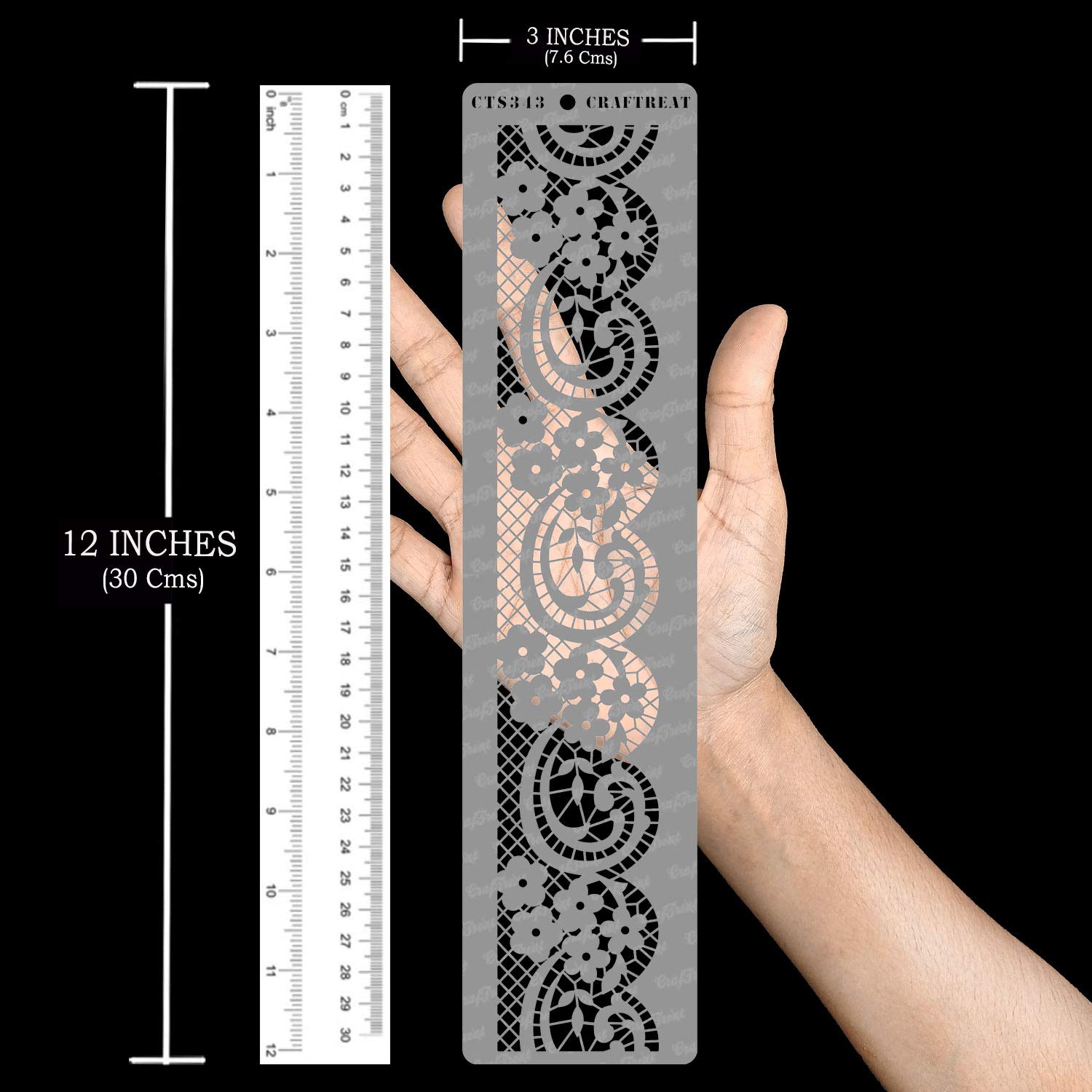 Tile Stencil 12x12 CrafTreat Reusable Border Lace Stencils For Painting ...