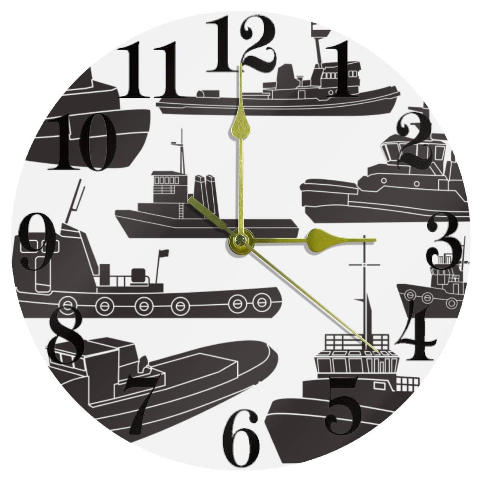 Horloge murale ronde noir et blanc de 25,4 cm idéale pour une cuisine moderne