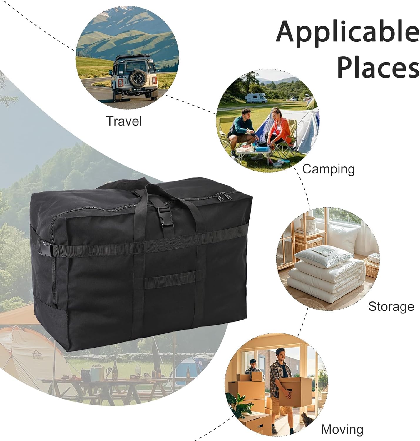 120L Travel Duffel Bags Extra Large Foldable Duffel Bag Weekend Overnight Storage Luggage for Airline Camping Moving Sport