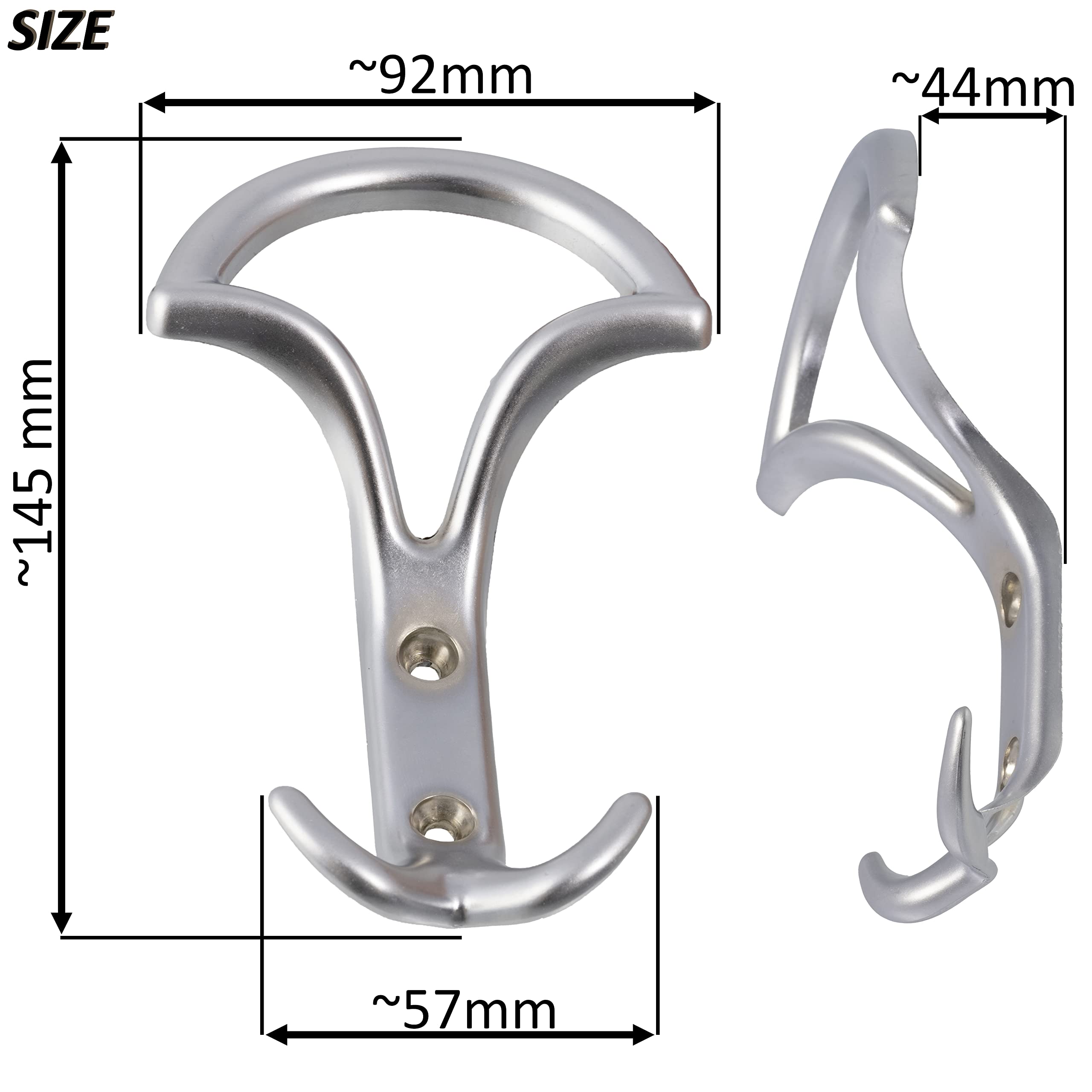 Set 5 Ganci Tripli Da Parete Aerzetix - In Metallo Argento Opaco Per Bagno, Cucina, Corridoio - Foto 3