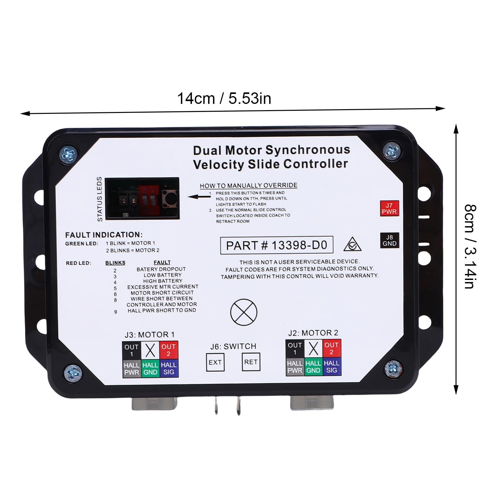 CHICIRIS Controller di Scorrimento per Motore Sincrono, Controller di velocità Sincrona a Doppio Motore ABS 13398 D0, Ingresso Sostitutivo Diretto per Lippert RV con Scorrimento a Parete
