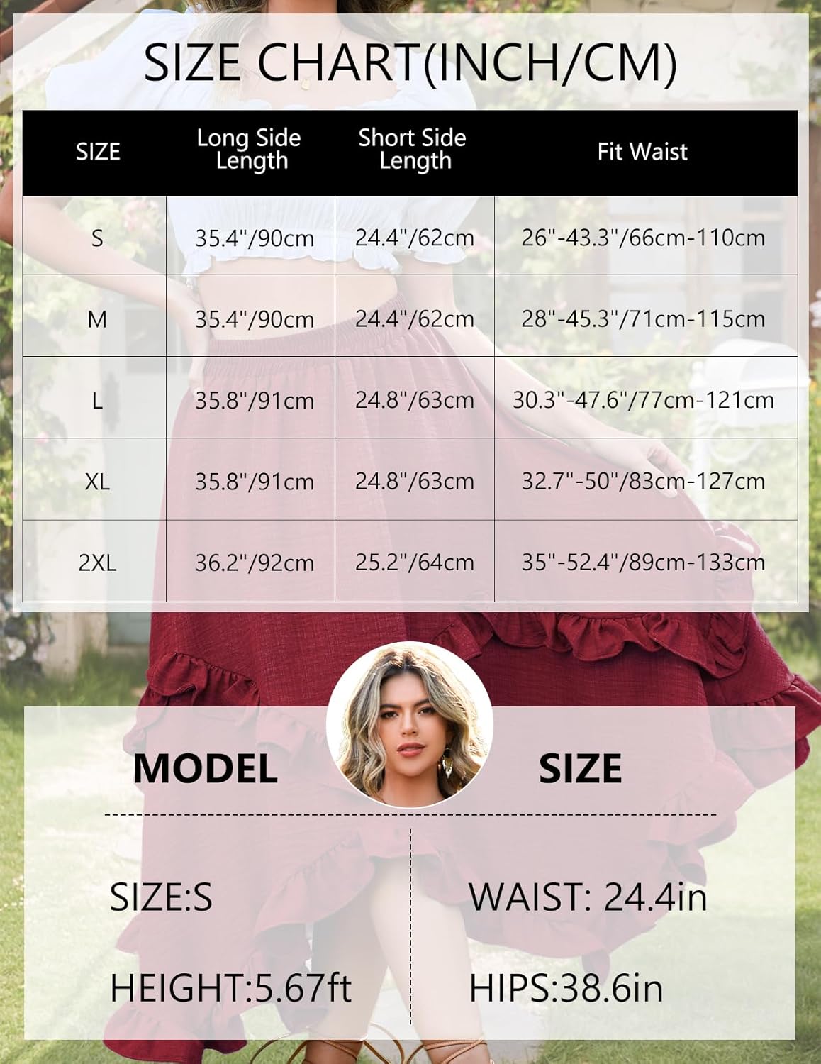 Bridesmay Long Renaissance Fairy Skirts 2026-High Low Ruffle Hem, Elastic Waist Maxi Skirt for Women - Image 6