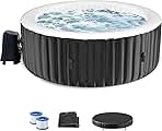 LILYPELLE 2-4 Person Inflatable Hot Tub, Large Portable Round Hot Tub with 120 Bubble Jets, Outdoor Spa Bathtub Set Included Heater Pump, Filter and Insulated Cover, 71
