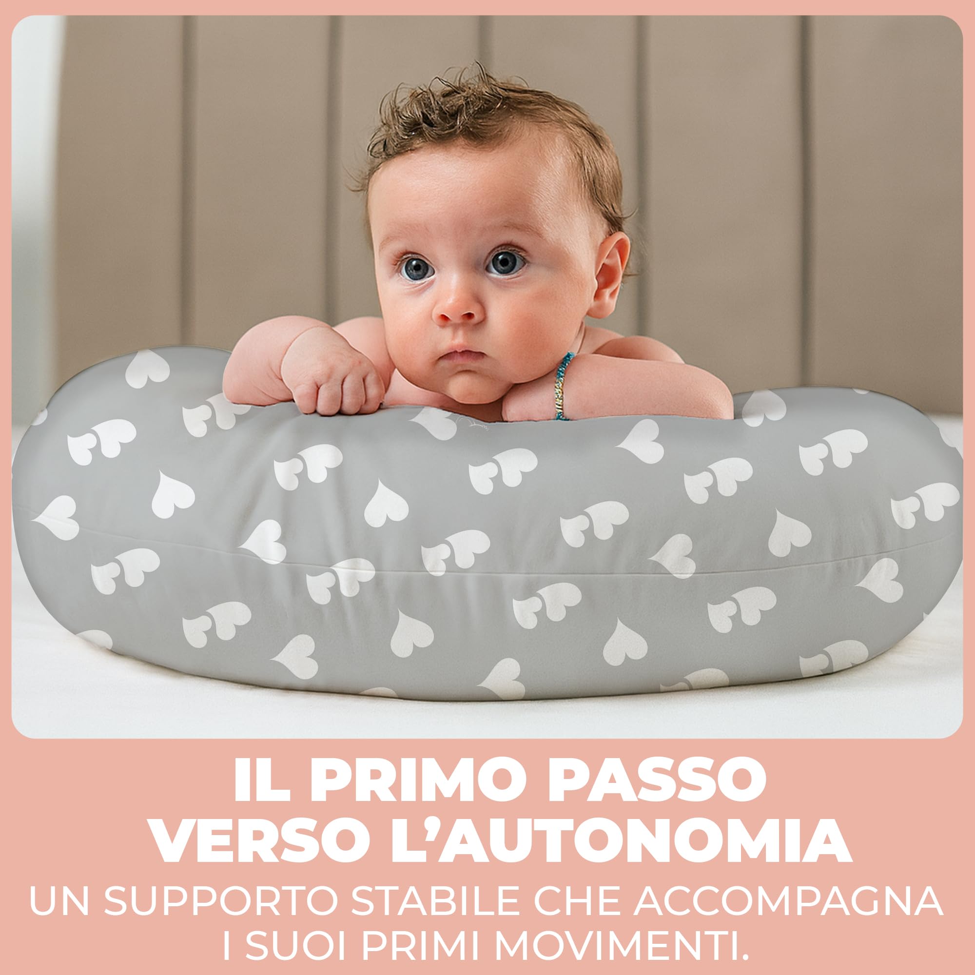Cuscino Allattamento e Gravidanza Ciambella Allattamento Neonato con Federa in 100% Cotone e Morbido Riempimento Supporto Ergonomico alla Schiena Idea Regalo per Neo Mamme Accessorio Premaman Lavabile