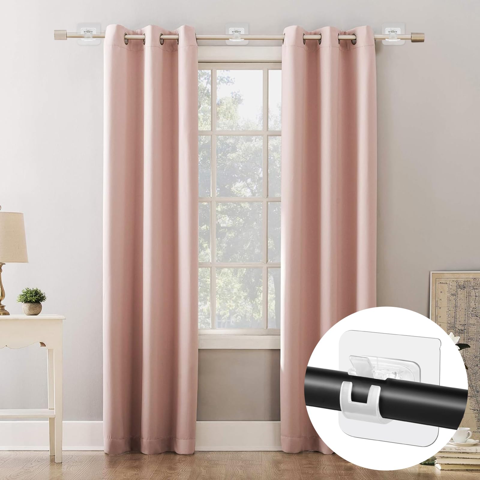 Support Barre à Rideaux Sans Perçage - Coffre Volet Roulant - Tringle 25-28 Mm