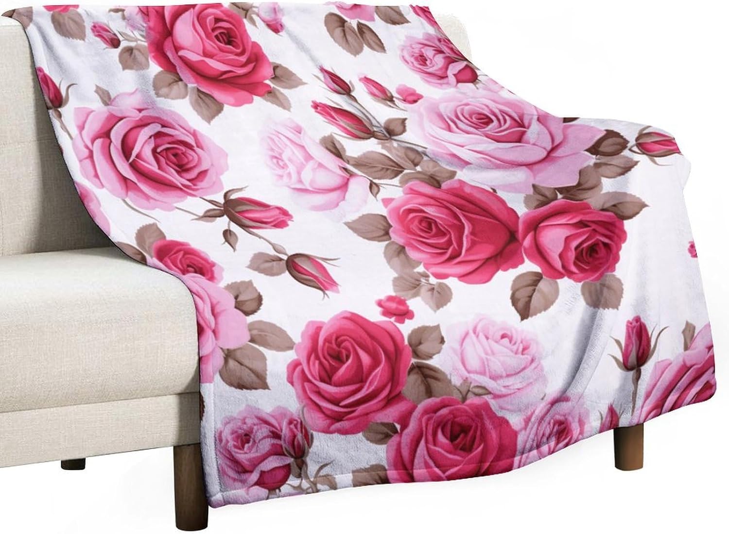 Blanket Pink Roses Flower Soft Warm Throw Blankets