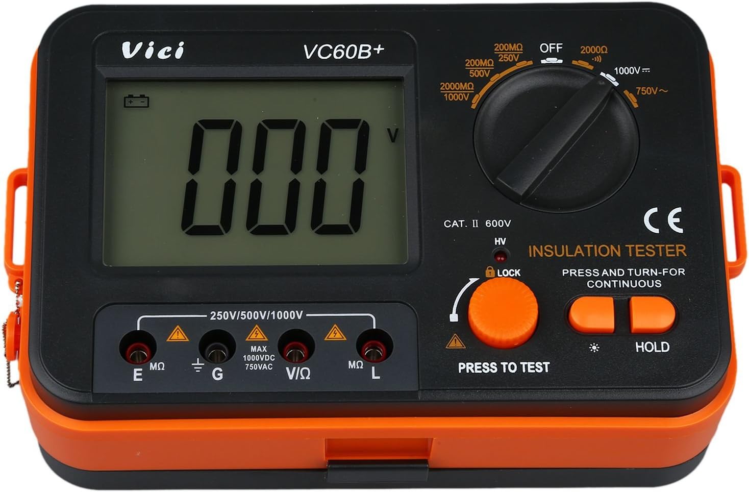 Digital Insulation Tester - VICI VC60B Resistor Instrument Digital Insulation Tester Megohm Megger Tension 1KV Backlight LED Alarm