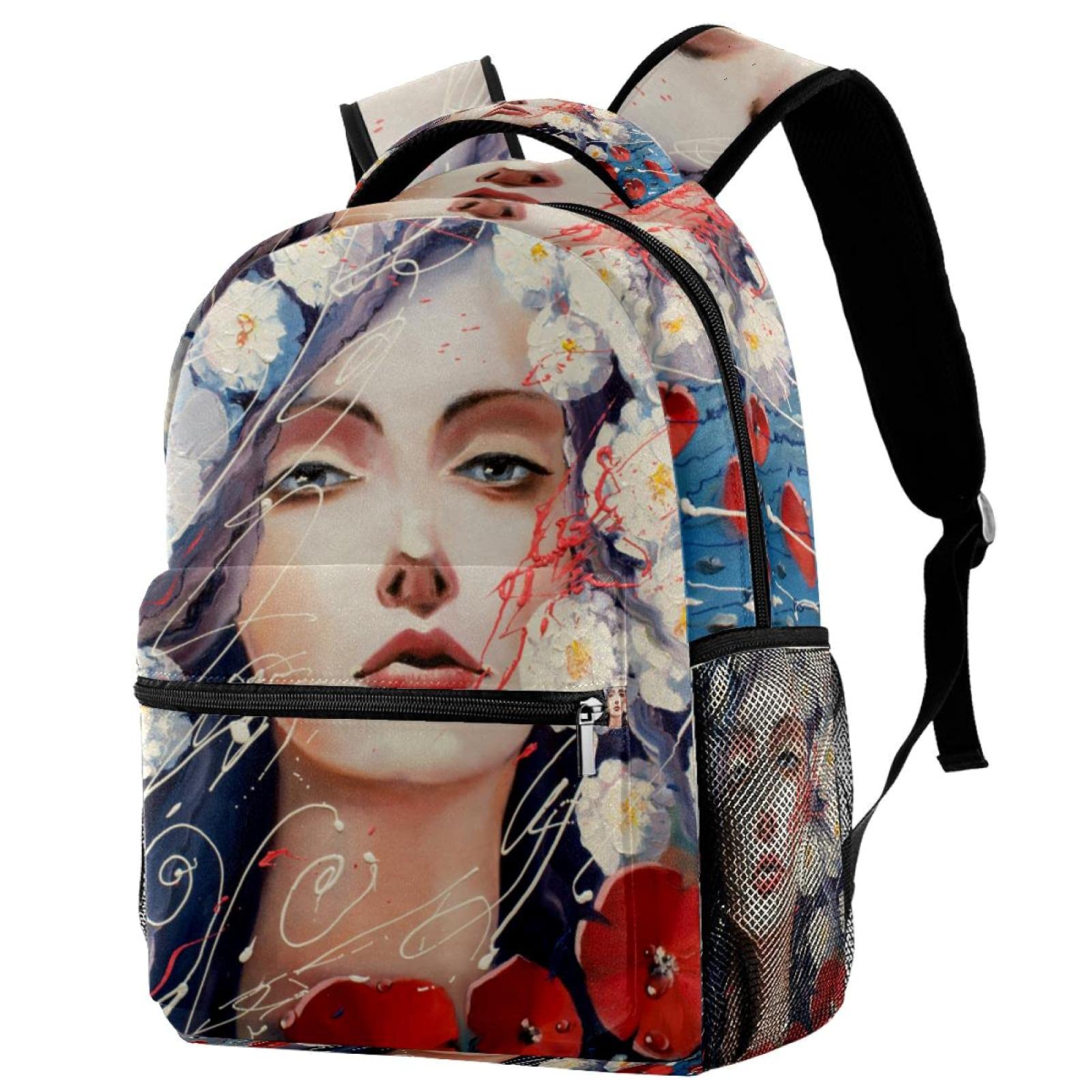 Sac à dos d'école collage japonais multicolore pour ordinateur