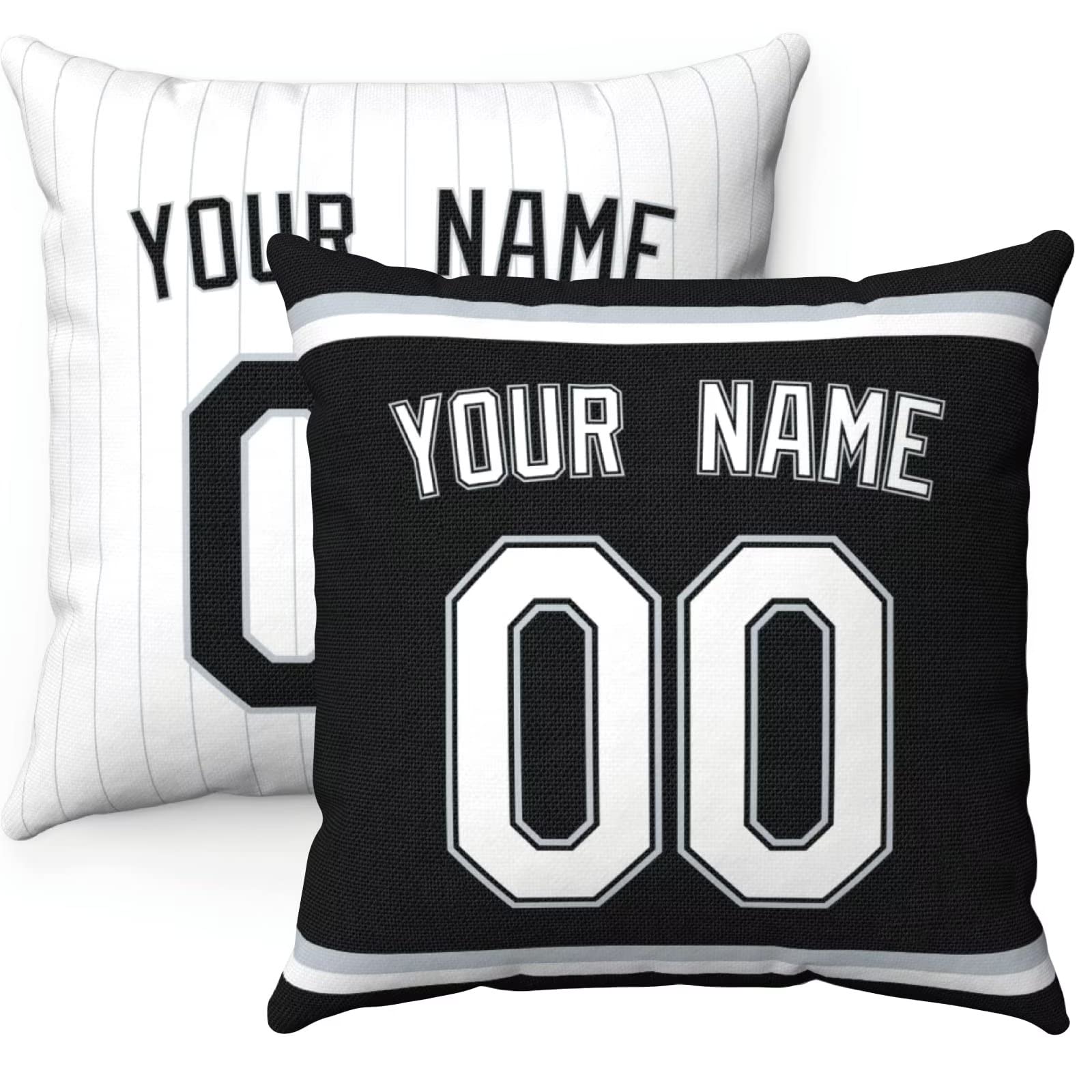 Slaccvd City Custom Throw Baseball Pillow Cases(2Packs) Personalized Design Any Name and Number 18