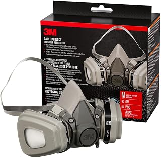 3M 6211 Paint Project Reusable Respirator, Medium - NIOSH P95/OV Filters for Painting, Solvents & Pesticides, Comfortable Thermoplastic Faceseal
